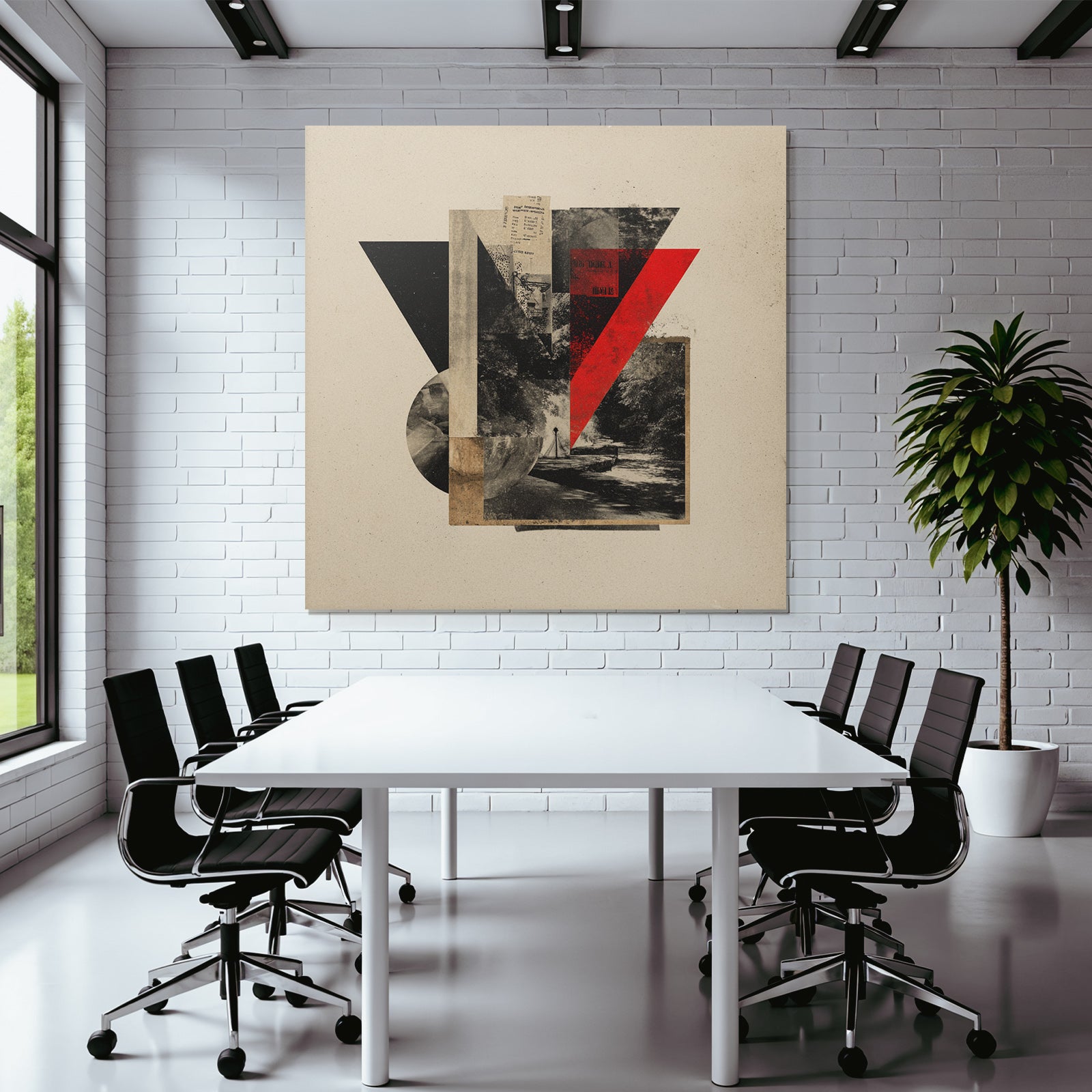 Abstrakte Kunstcollage In Rot Schwarz Und Beige