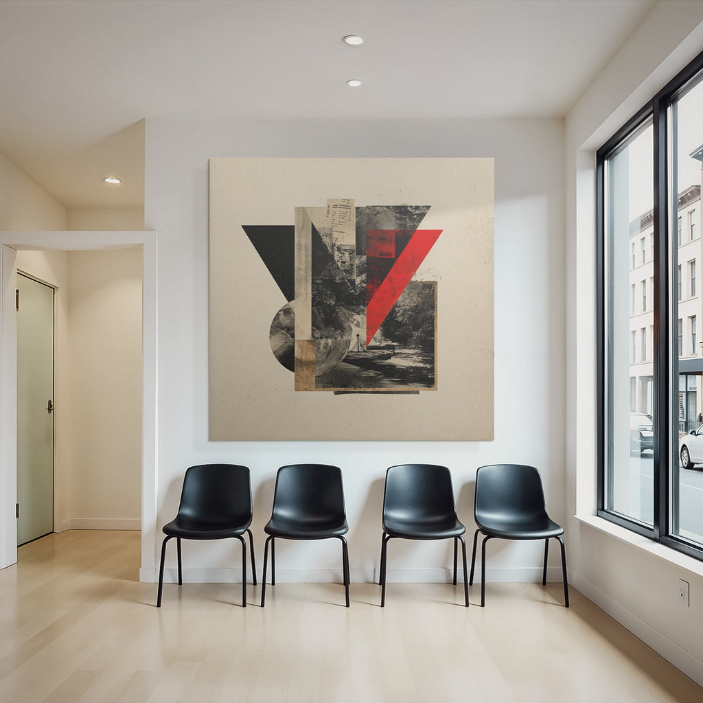 Abstrakte Kunstcollage In Rot Schwarz Und Beige