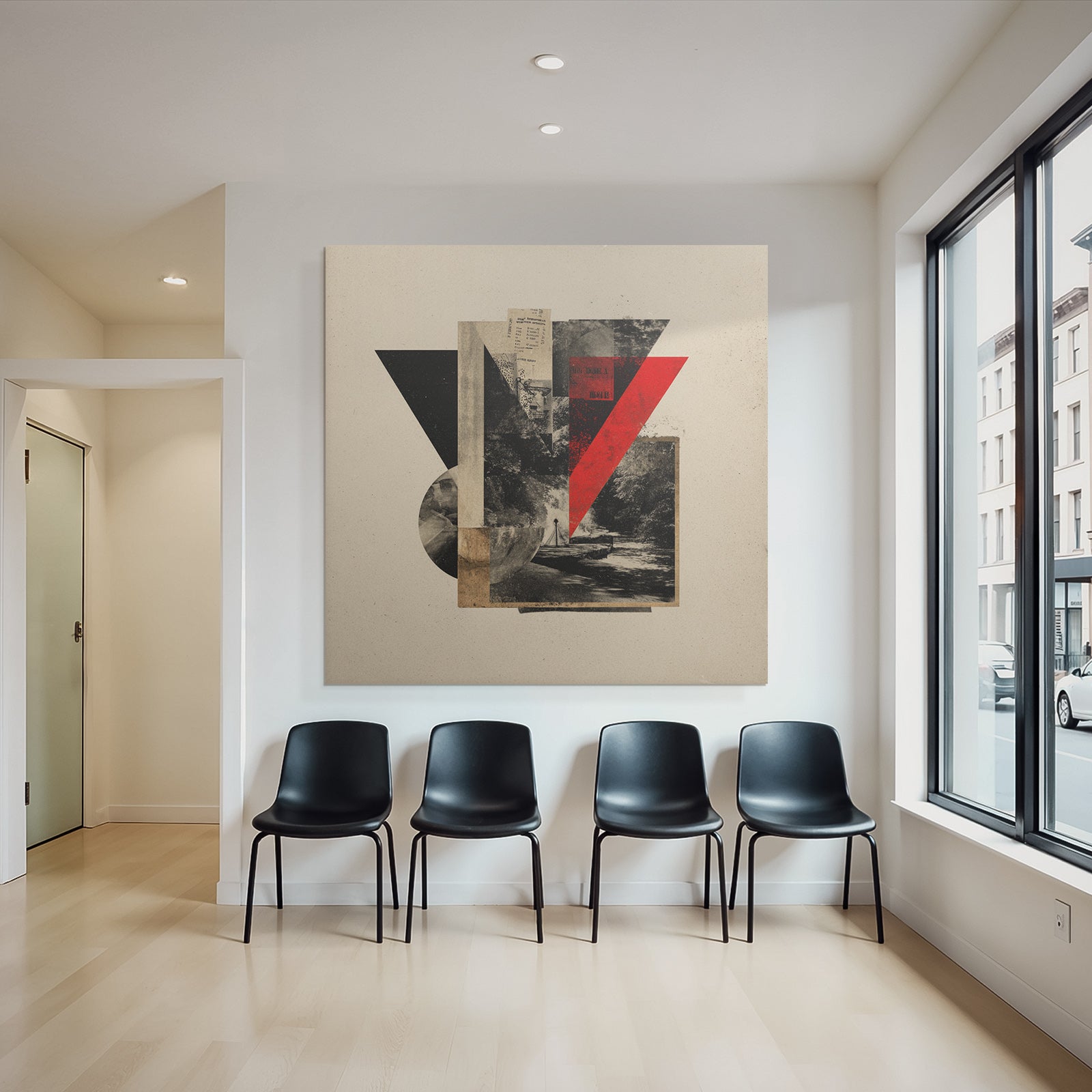 Abstrakte Kunstcollage In Rot Schwarz Und Beige