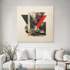 Abstrakte Kunstcollage In Rot Schwarz Und Beige