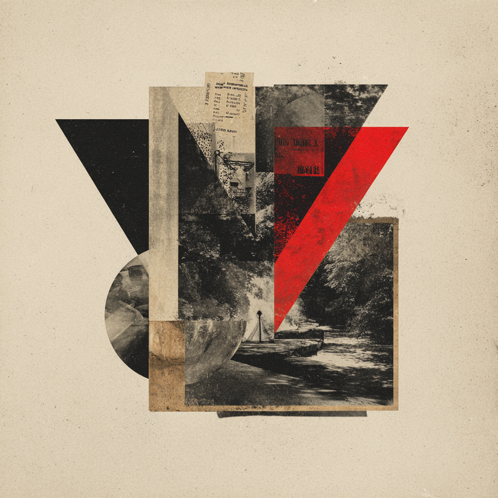 Abstrakte Kunstcollage In Rot Schwarz Und Beige | Dadaismus | Stilrichtungen