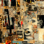 Collage Kunstwerk Mit Zeitungstexturen Und Ausdrucksvollem Gesicht | Dadaismus | Stilrichtungen