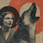 Frau Porträt Und Heulender Hund In Retro Collage | Dadaismus | Stilrichtungen