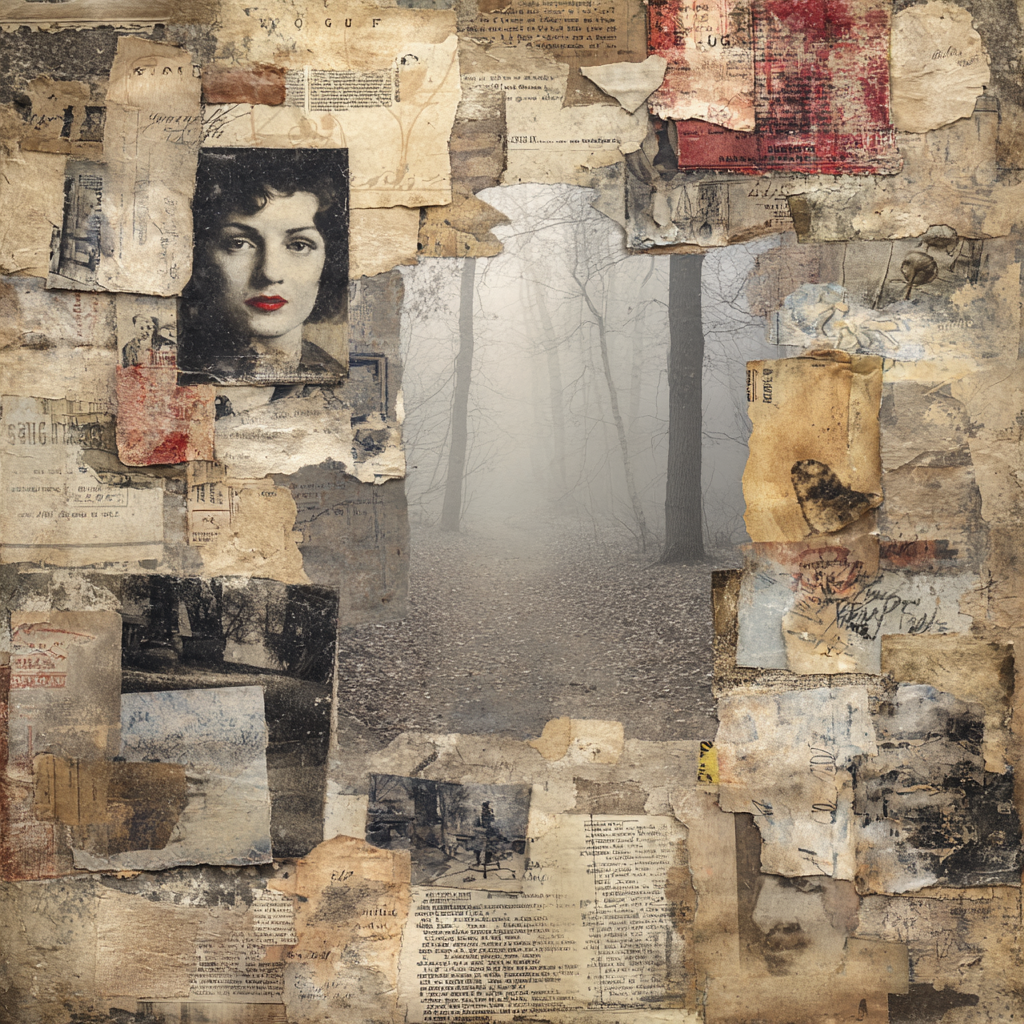 Nostalgische Collage Mit Nebligem Waldpfad | Dadaismus | Stilrichtungen