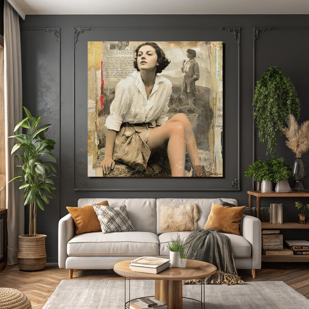 Vintage portrait of a woman with nostalgic retro charm