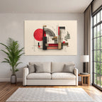 Abstrakte Geometrische Kunst Mit Farn Und Kollage