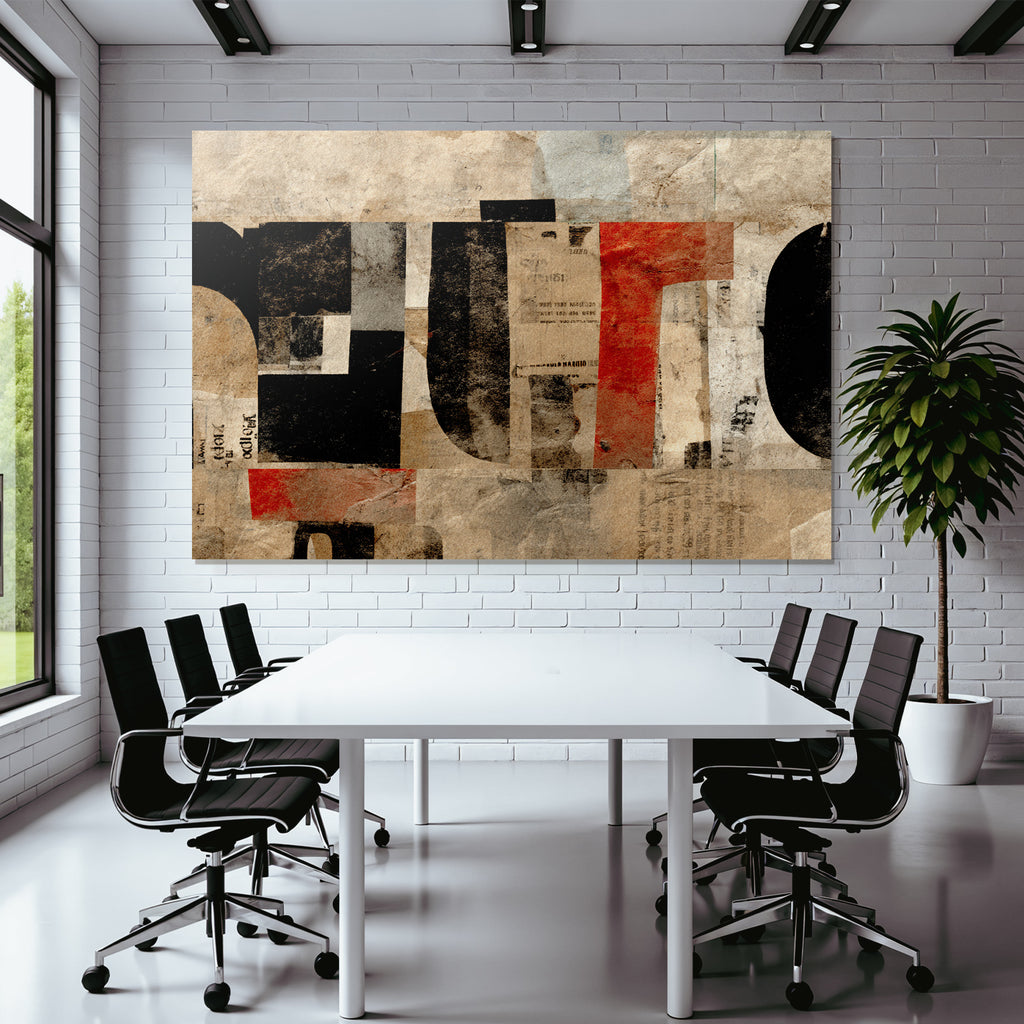 Künstlerische Collage Aus Gerissenem Papier In Schwarz Weiss Rot Und Beige