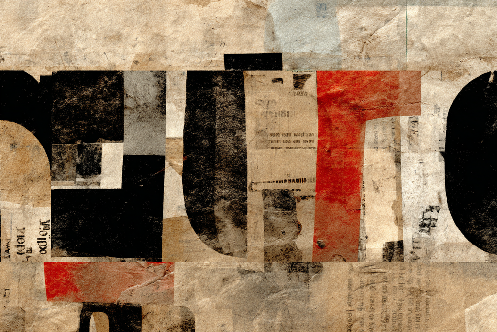 Künstlerische Collage Aus Gerissenem Papier In Schwarz Weiss Rot Und Beige | Dadaismus | Stilrichtungen