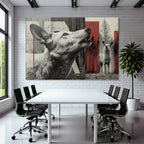 Stilisierte Hund Und Hirschillustration Im Wald