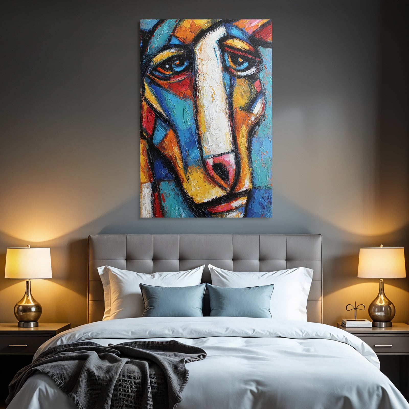 Abstraktes Gemälde Mit Gesicht In Expressionistischen Formen