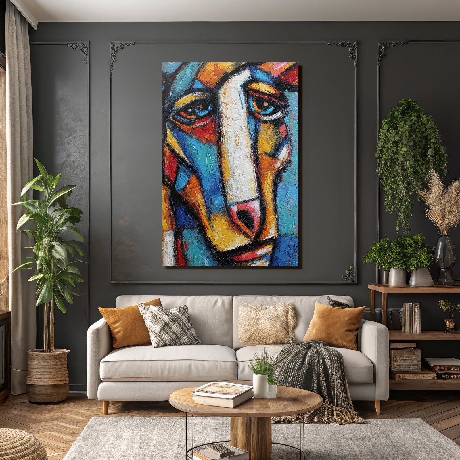 Abstraktes Gemälde Mit Gesicht In Expressionistischen Formen