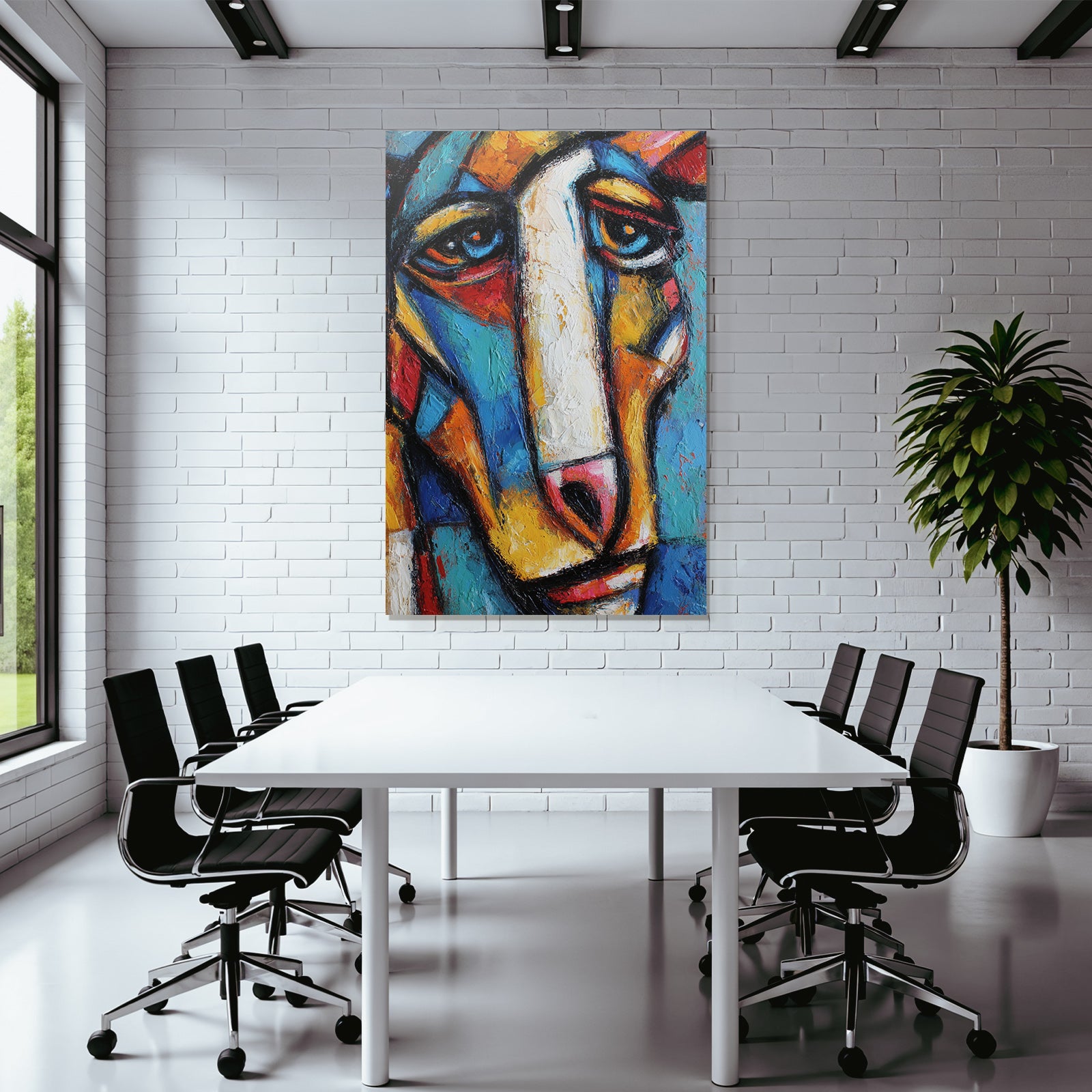 Abstraktes Gemälde Mit Gesicht In Expressionistischen Formen