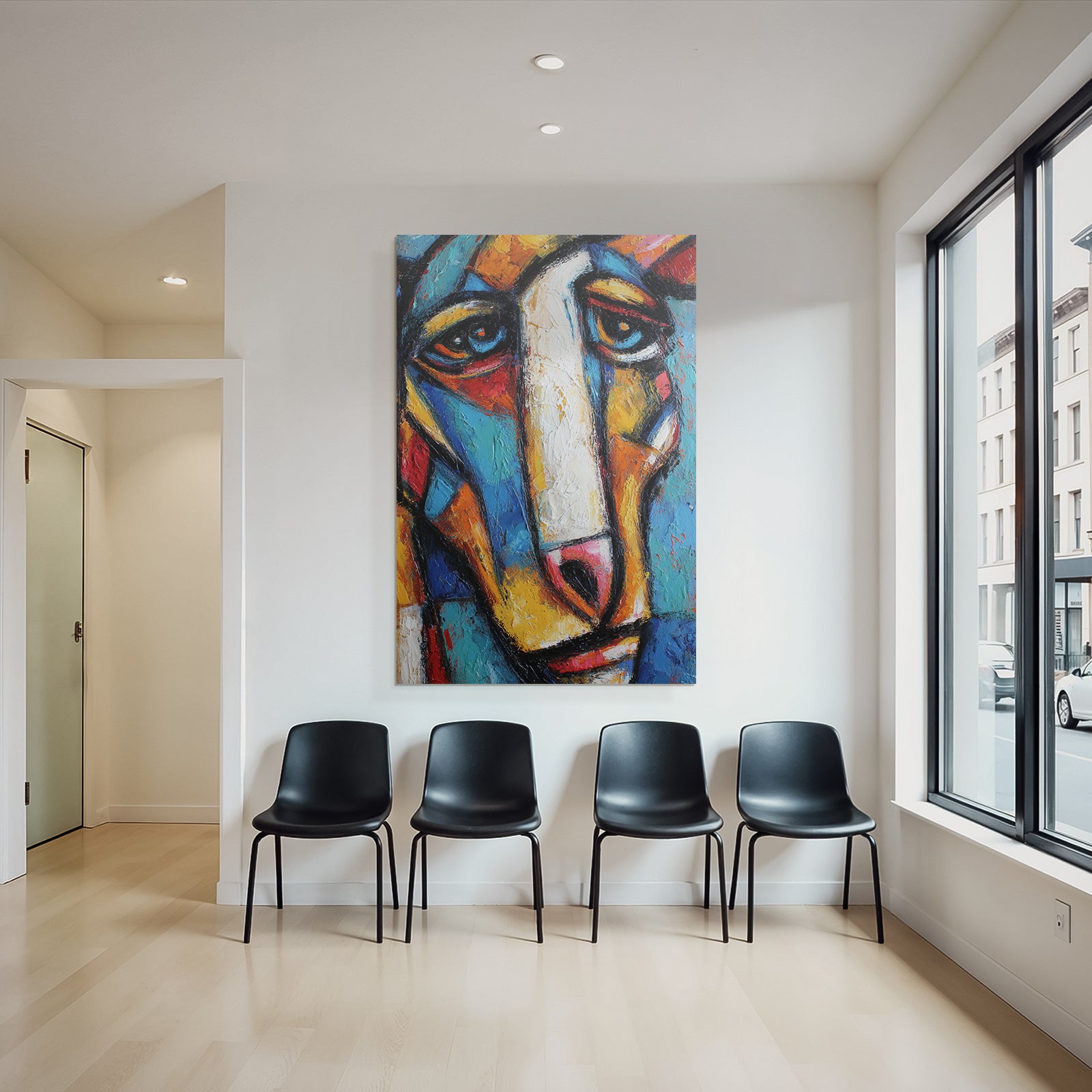 Abstraktes Gemälde Mit Gesicht In Expressionistischen Formen