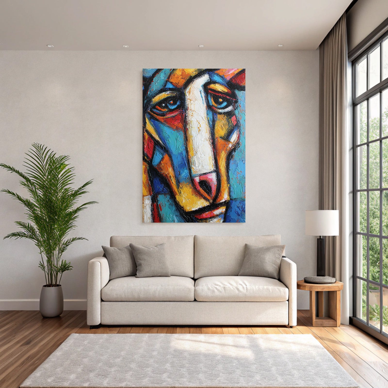 Abstraktes Gemälde Mit Gesicht In Expressionistischen Formen