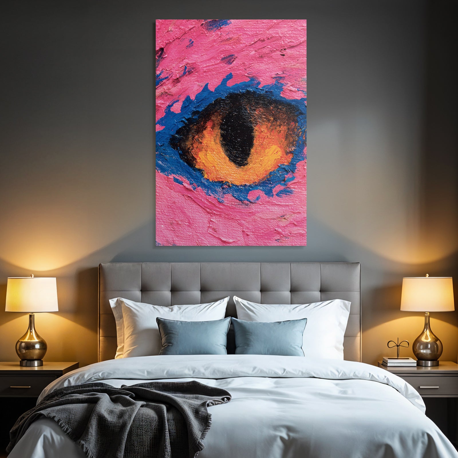 Abstraktes Stilisiertes Auge Vor Pink Blaüm Hintergrund