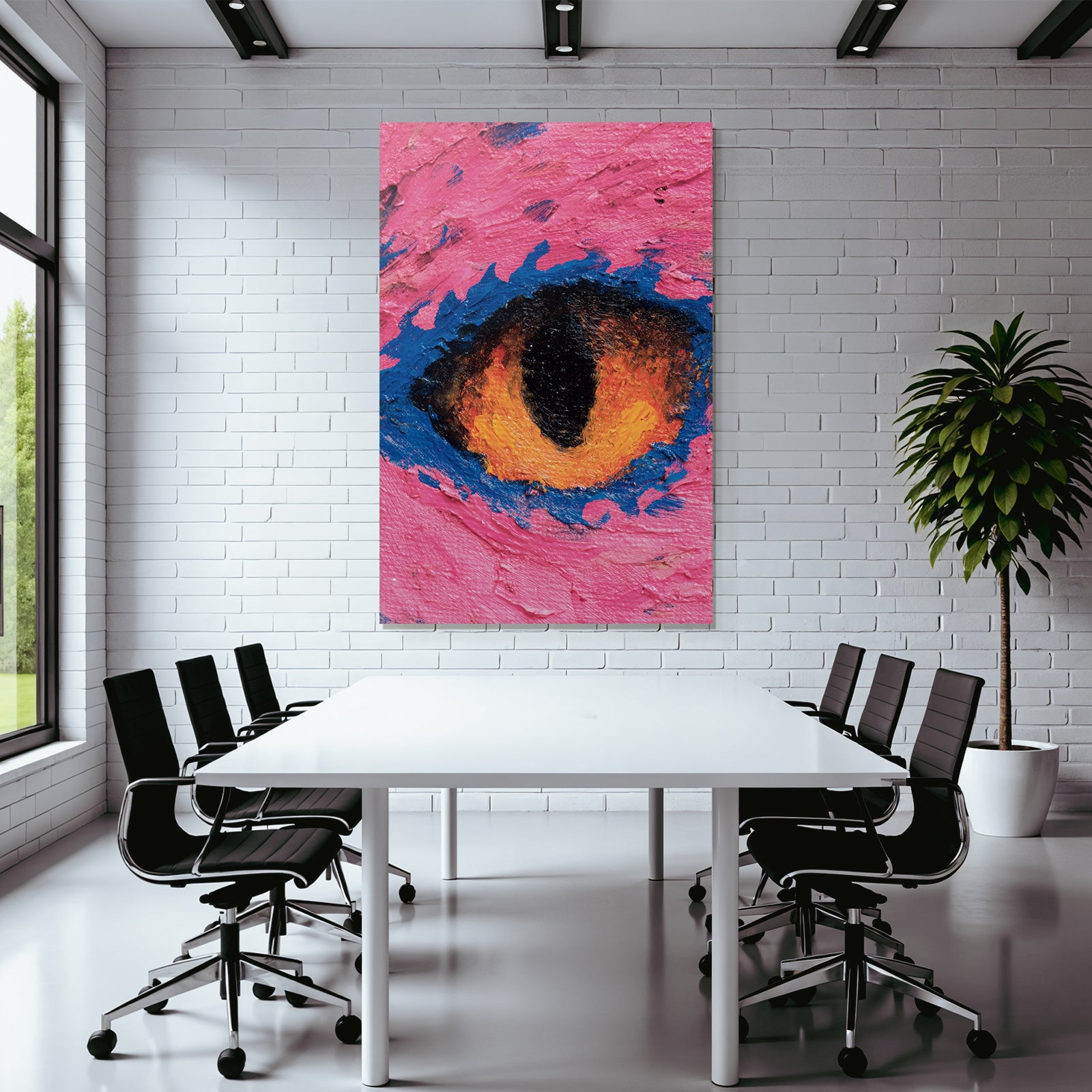 Abstraktes Stilisiertes Auge Vor Pink Blaüm Hintergrund