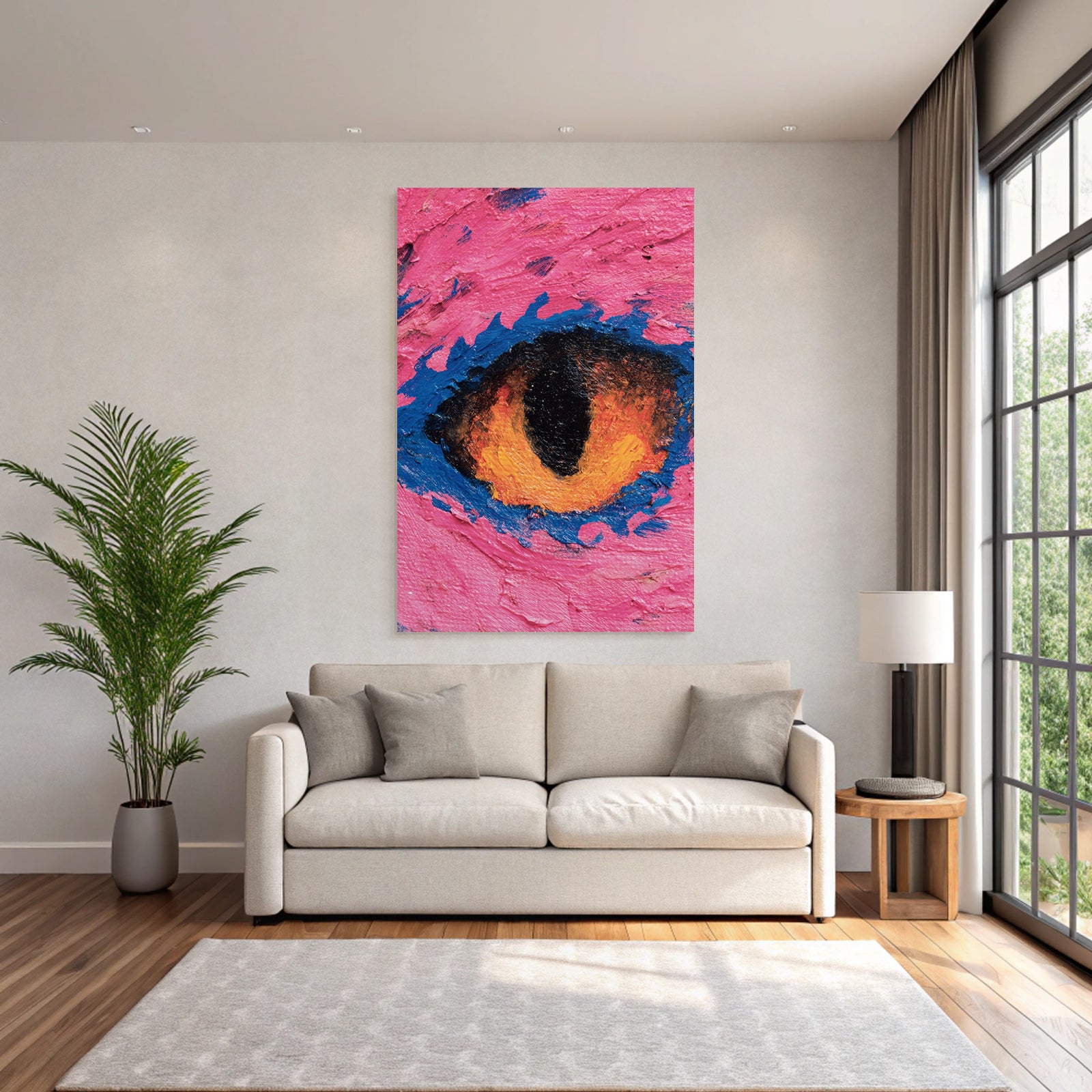Abstraktes Stilisiertes Auge Vor Pink Blaüm Hintergrund