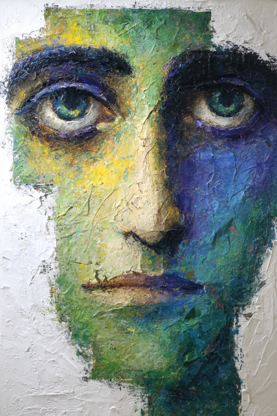 Buntes Abstraktes Porträt Mit Ausdrucksstarken Augen | Expressionismus | Stilrichtungen