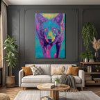 Farbige Abstrakte Wolfsdarstellung Mit Rosa Lila Und Gelben Farben