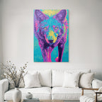 Farbige Abstrakte Wolfsdarstellung Mit Rosa Lila Und Gelben Farben
