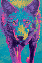 Farbige Abstrakte Wolfsdarstellung Mit Rosa Lila Und Gelben Farben | Expressionismus | Stilrichtungen