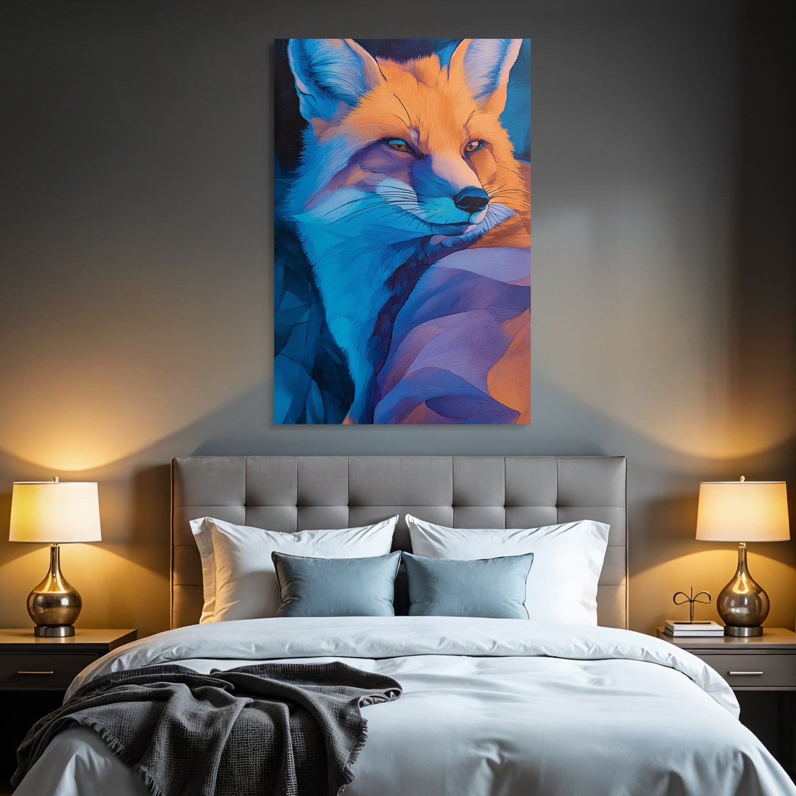 Farbintensiver Fuchs Kunstwerk Mit Leuchtenden Farben