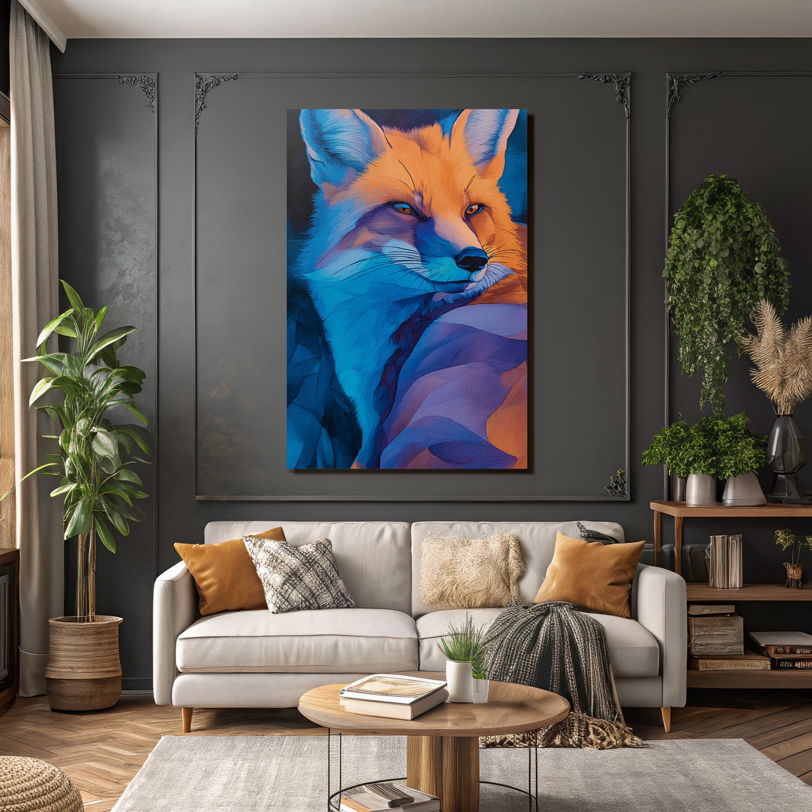 Farbintensiver Fuchs Kunstwerk Mit Leuchtenden Farben