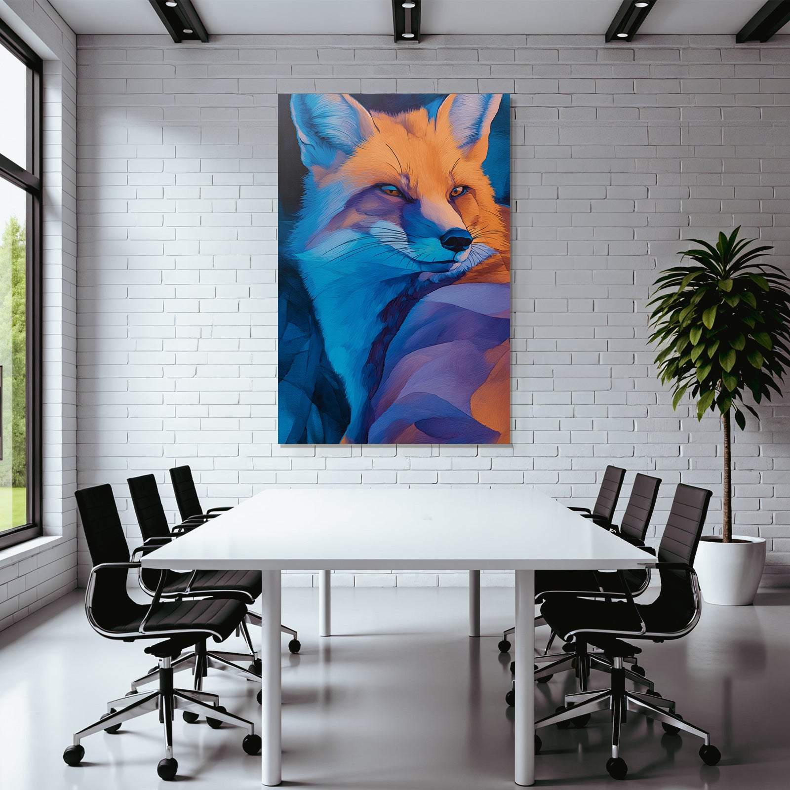 Farbintensiver Fuchs Kunstwerk Mit Leuchtenden Farben