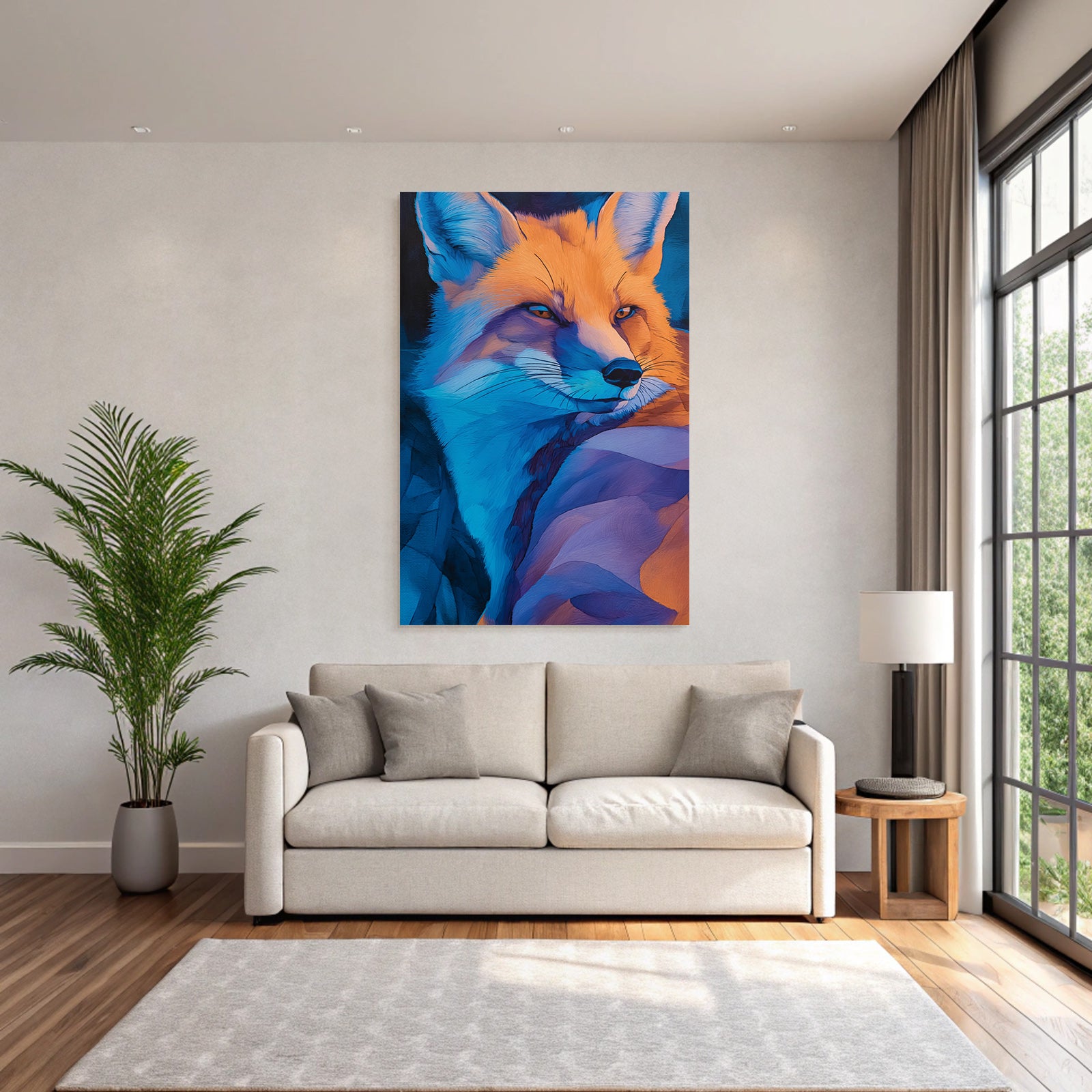 Farbintensiver Fuchs Kunstwerk Mit Leuchtenden Farben