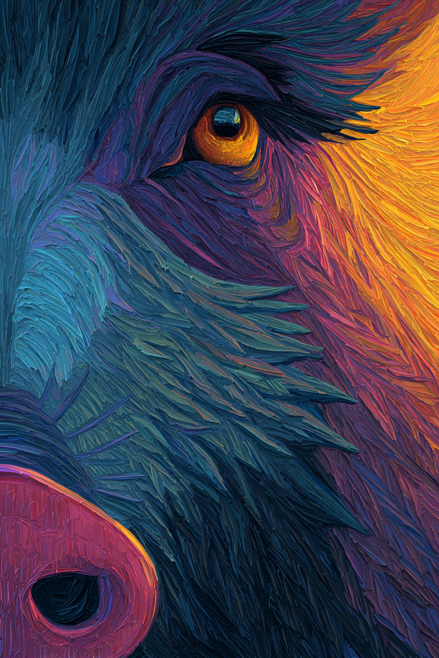 Kunstvolles Tierporträt Mit Farbverlauf Und Augenfokus | Expressionismus | Stilrichtungen