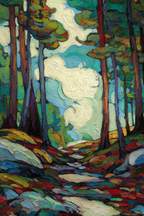 Postimpressionistische Landschaft Mit Baeumen Und Gewundenem Weg | Expressionismus | Stilrichtungen