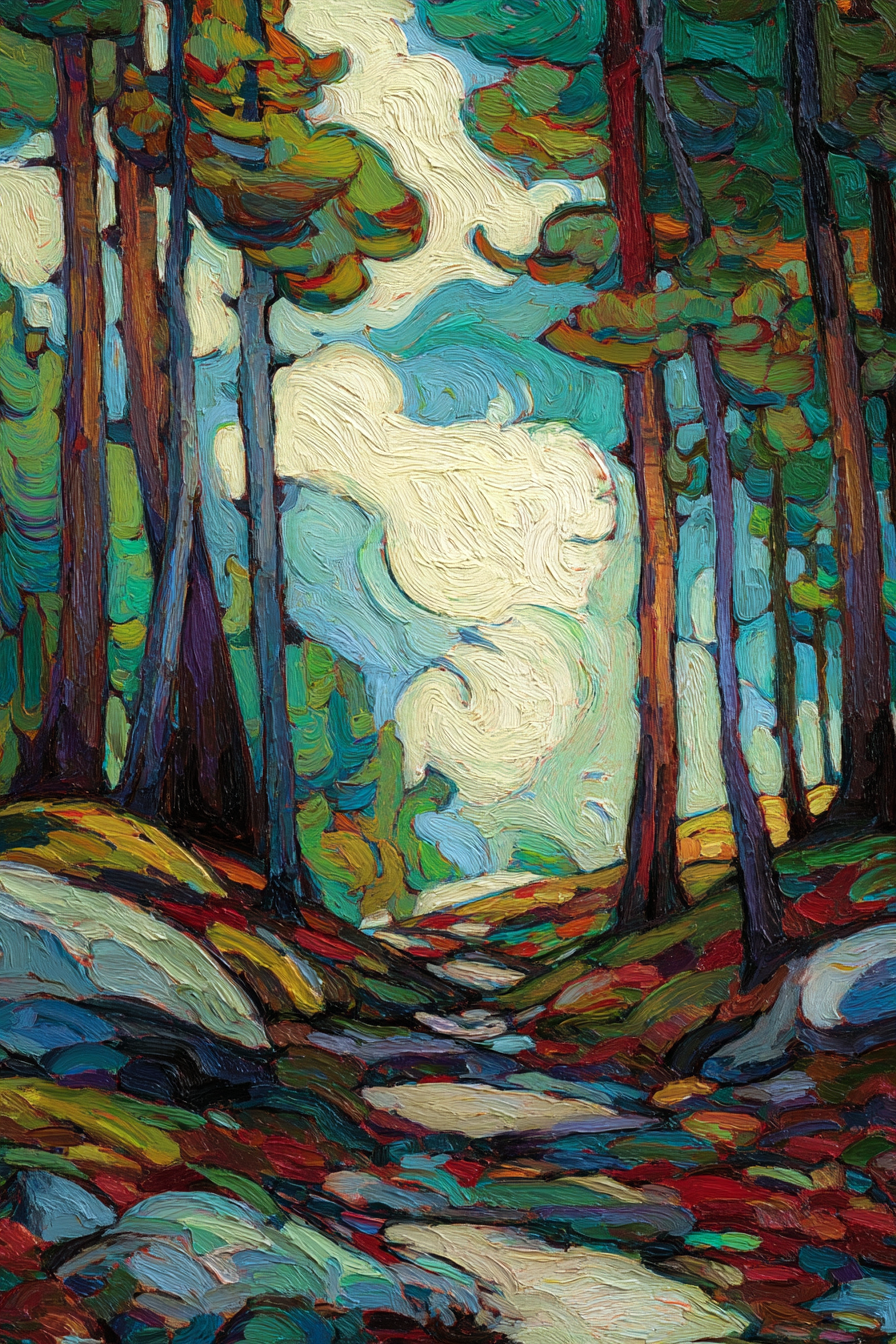 Postimpressionistische Landschaft Mit Baeumen Und Gewundenem Weg | Expressionismus | Stilrichtungen
