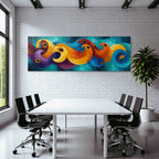 Abstrakte Wellenformen In Orange Purpur Und Blau