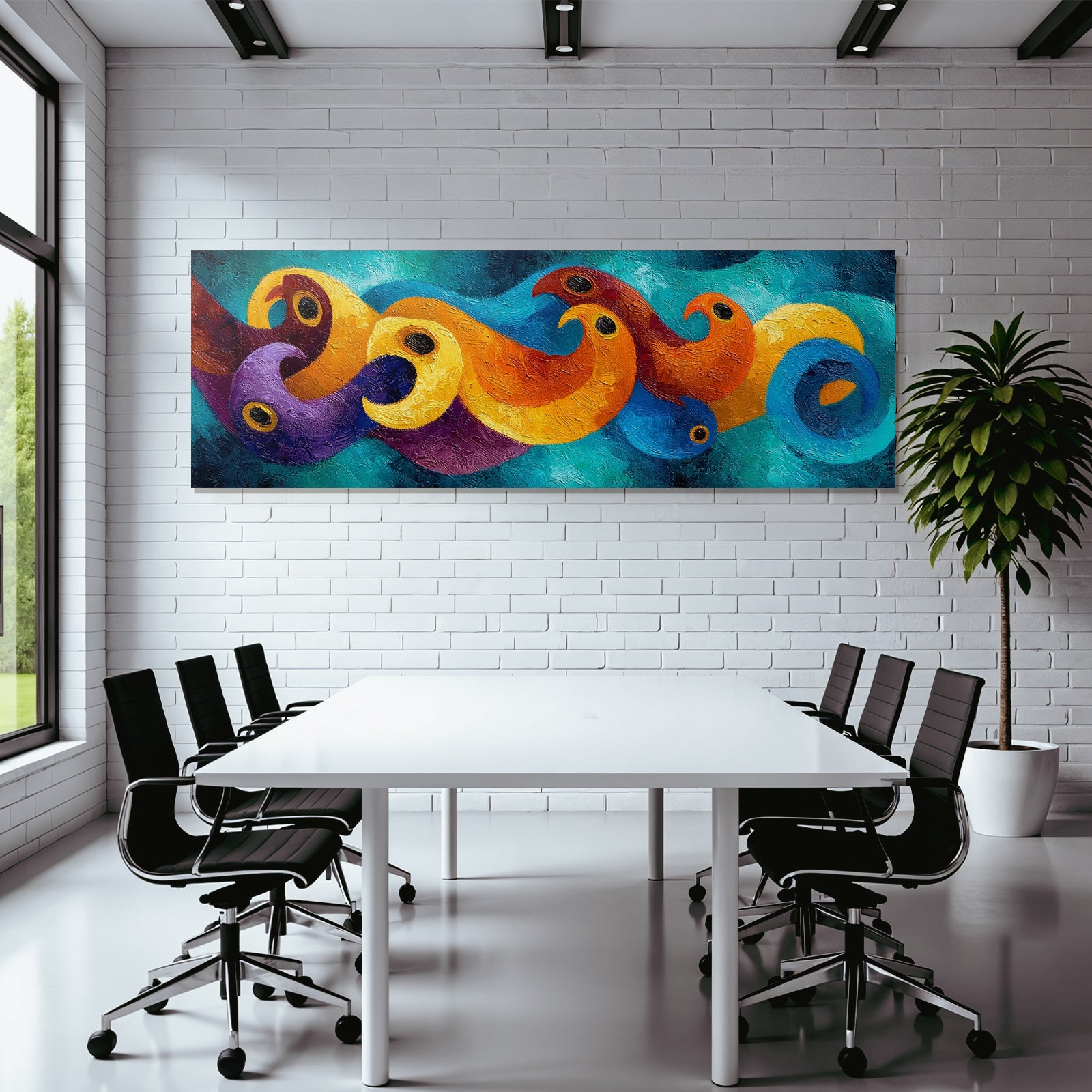 Abstrakte Wellenformen In Orange Purpur Und Blau