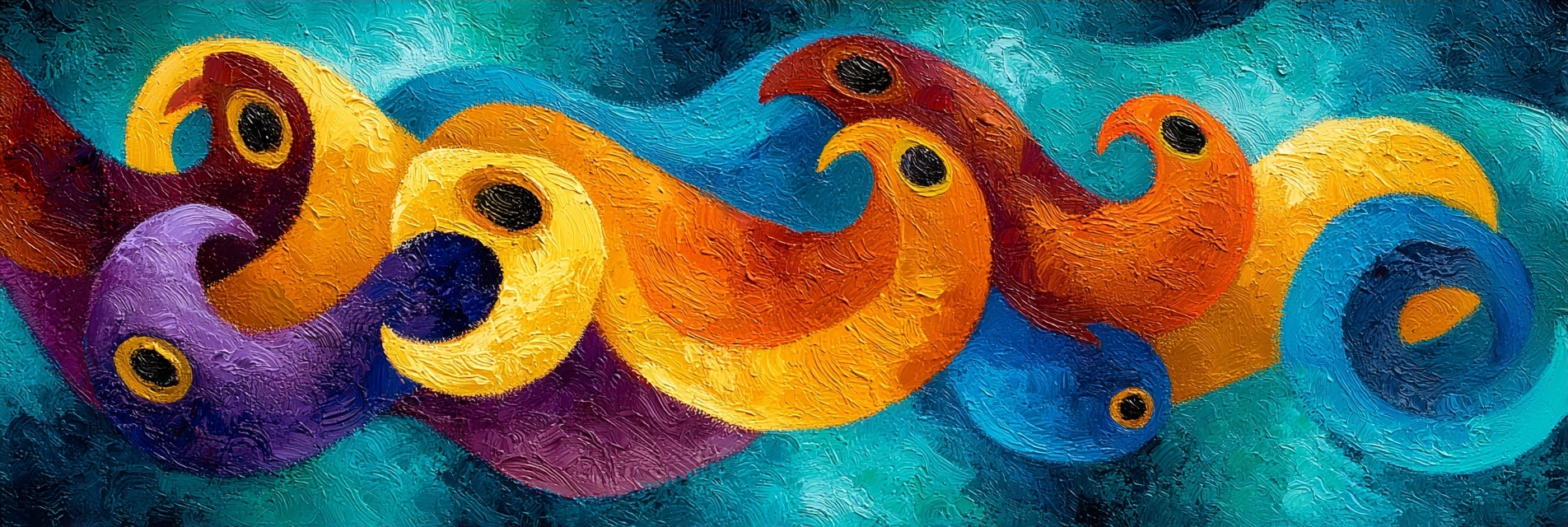 Abstrakte Wellenformen In Orange Purpur Und Blau | Expressionismus | Stilrichtungen