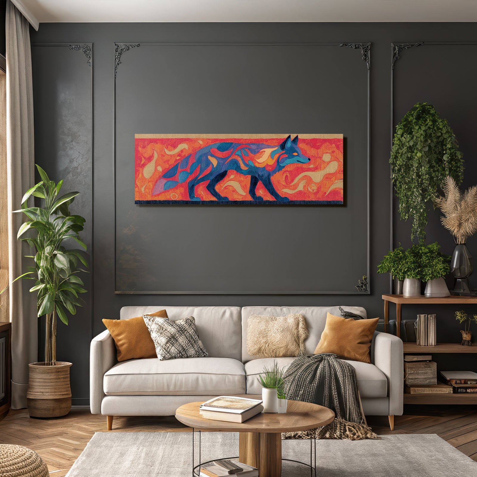Kreativer Fuchs In Vibranten Abstrakten Farben