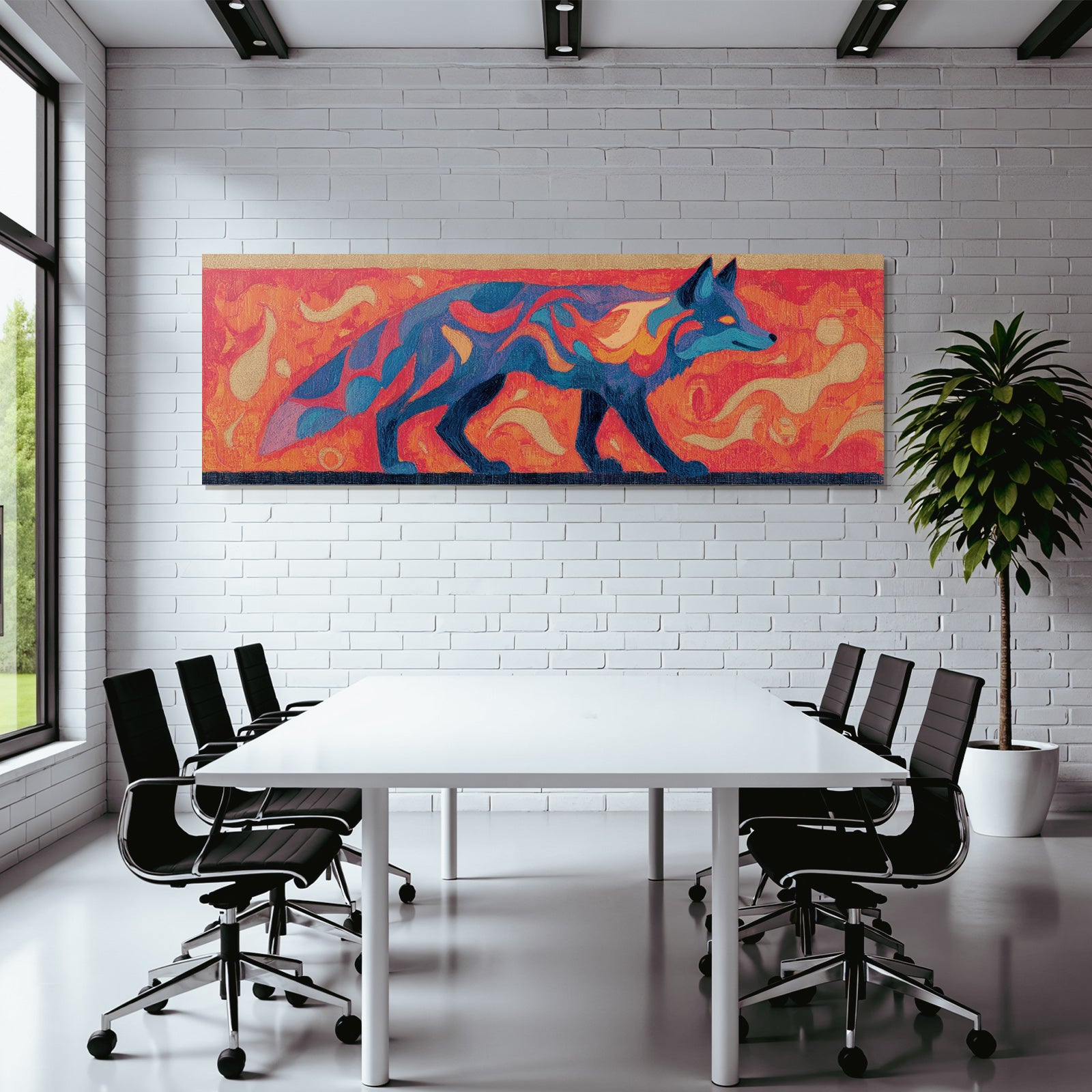 Kreativer Fuchs In Vibranten Abstrakten Farben