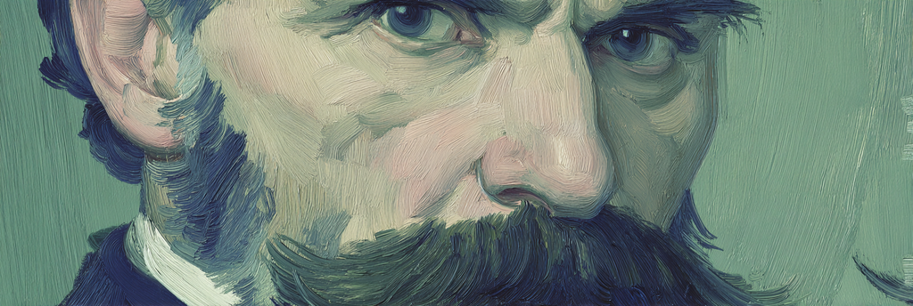 Porträt Eines Mannes Mit Texturiertem Gesicht Augen Und Schnurrbart Stil | Expressionismus | Stilrichtungen