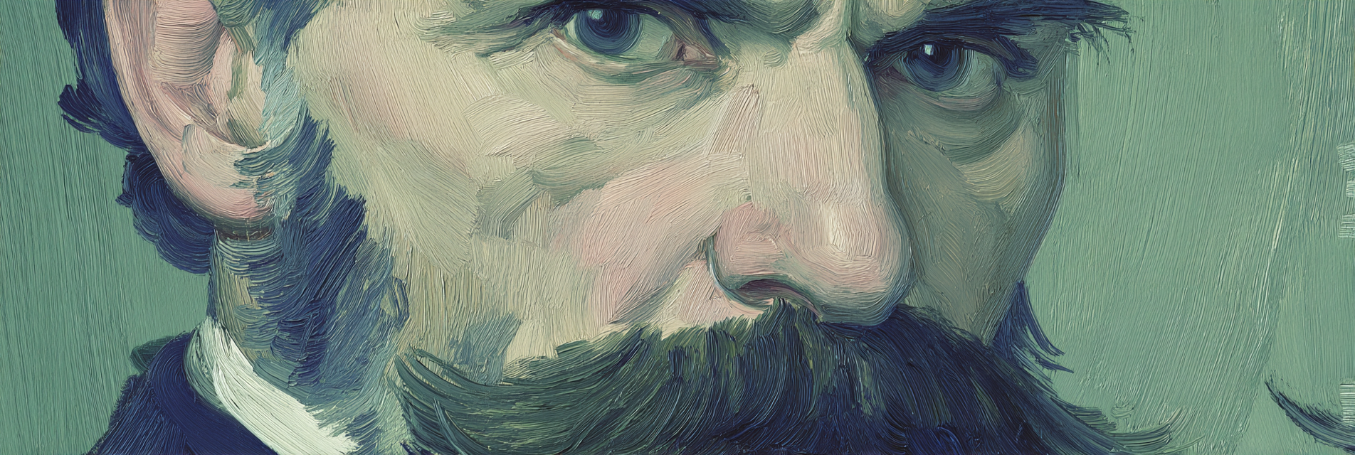 Porträt Eines Mannes Mit Texturiertem Gesicht Augen Und Schnurrbart Stil | Expressionismus | Stilrichtungen
