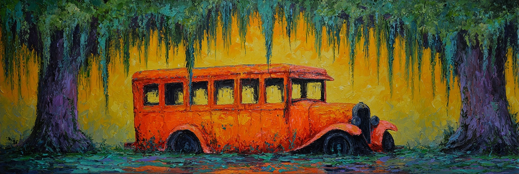 Verlassener Orange Bus Im Grünen | Expressionismus | Stilrichtungen
