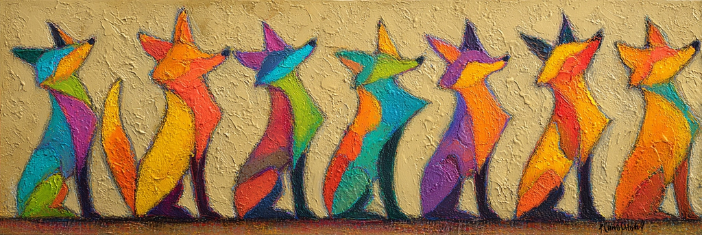Verspielte Bunte Fuchsillustration Auf Beigem Hintergrund | Expressionismus | Stilrichtungen