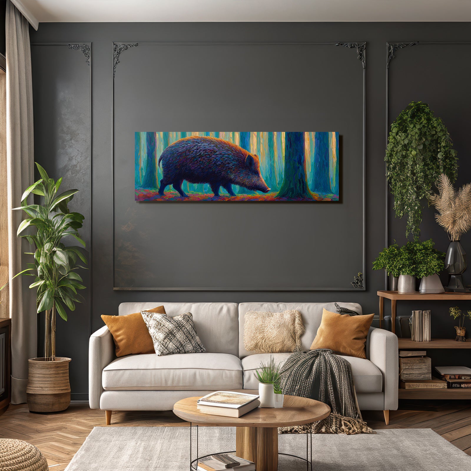 Wildschwein Im Farbenfrohen Wald