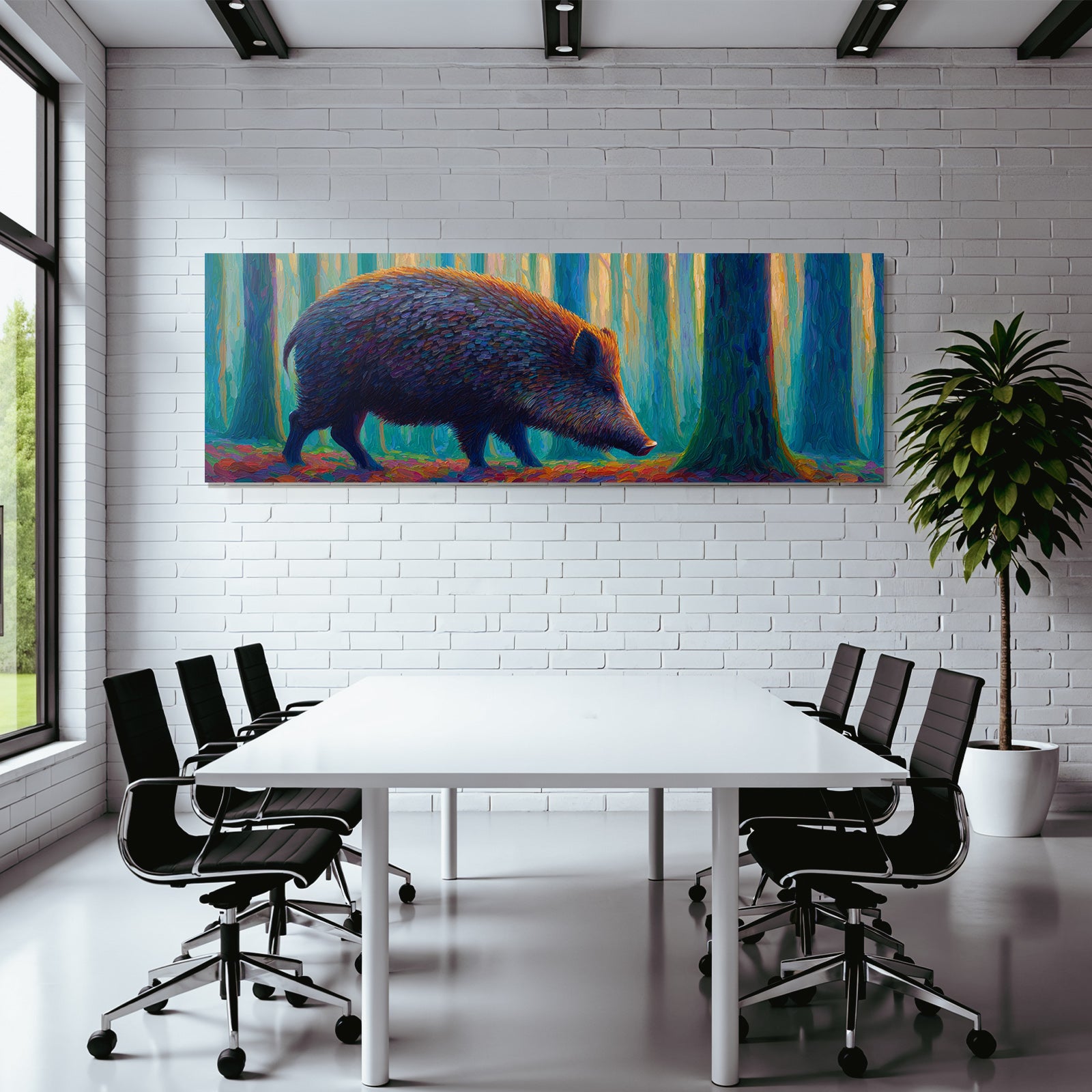 Wildschwein Im Farbenfrohen Wald