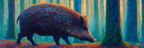 Wildschwein Im Farbenfrohen Wald | Expressionismus | Stilrichtungen