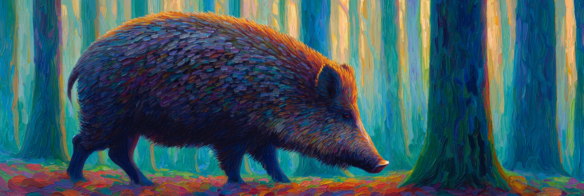 Wildschwein Im Farbenfrohen Wald | Expressionismus | Stilrichtungen