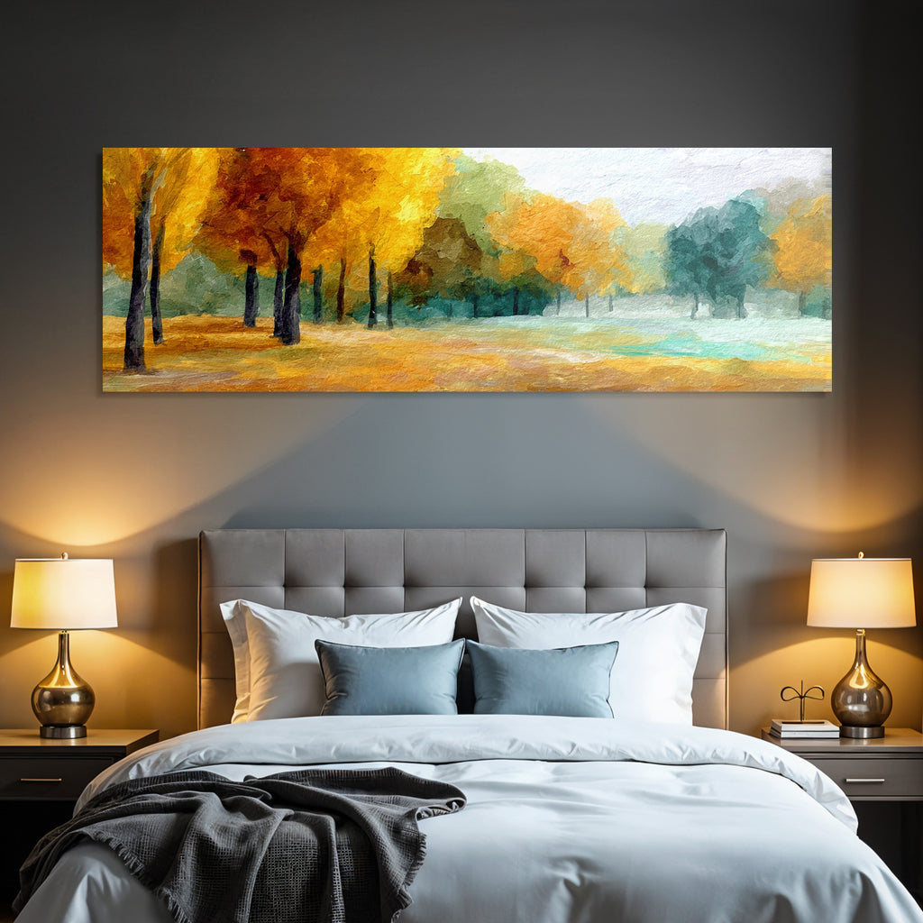 Herbstlandschaft Im Waldpark In Aquarell