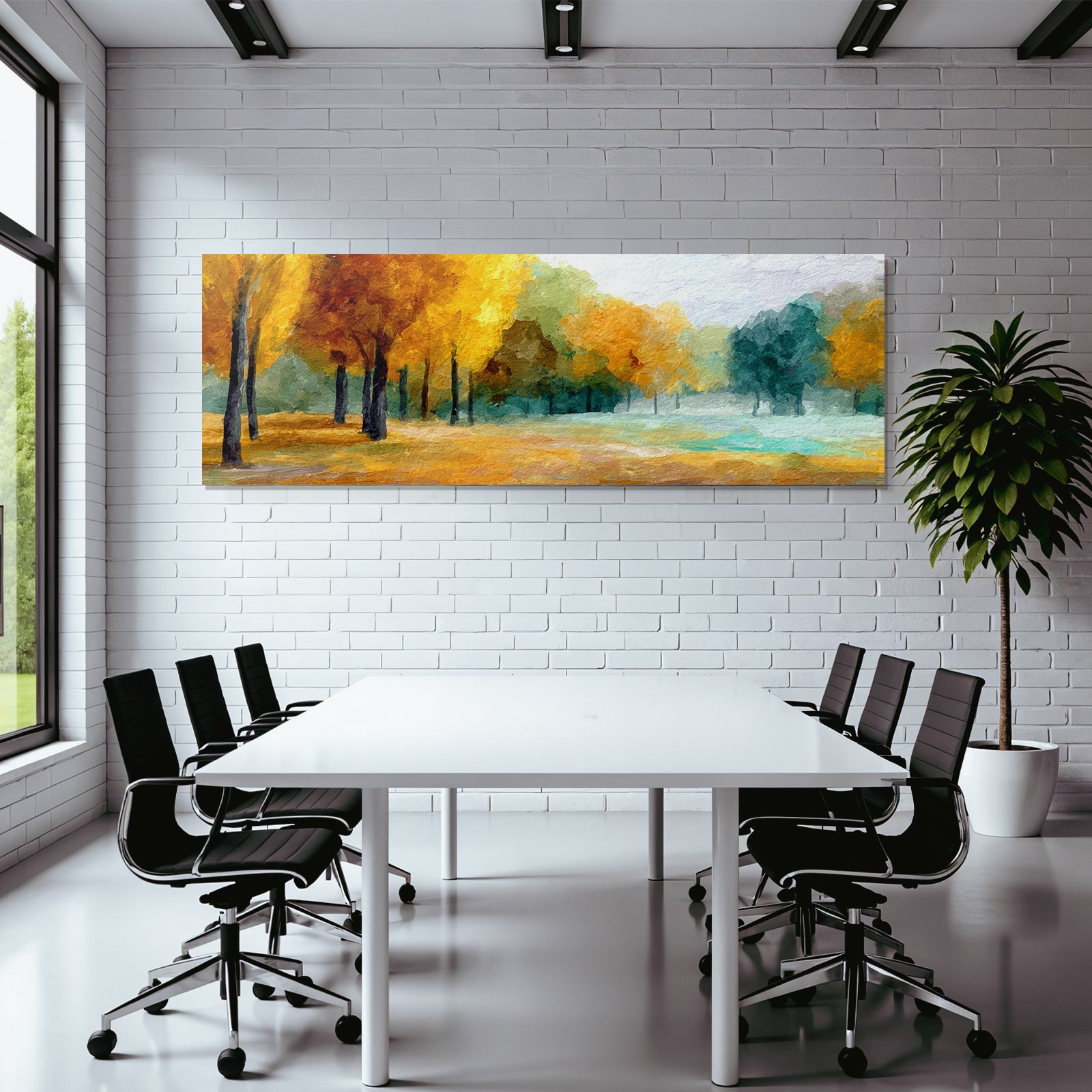 Herbstlandschaft Im Waldpark In Aquarell