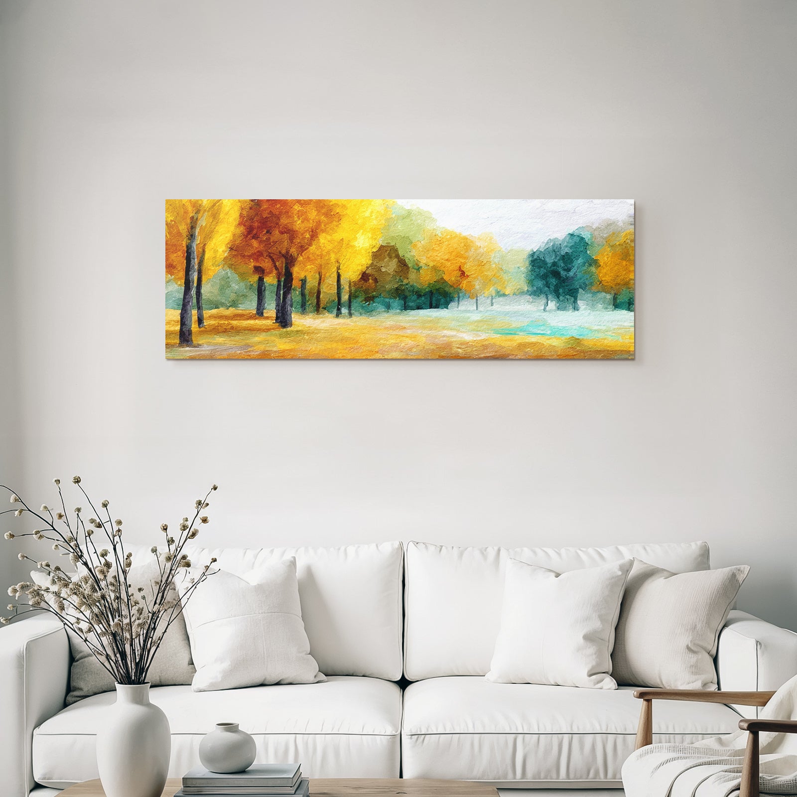 Herbstlandschaft Im Waldpark In Aquarell