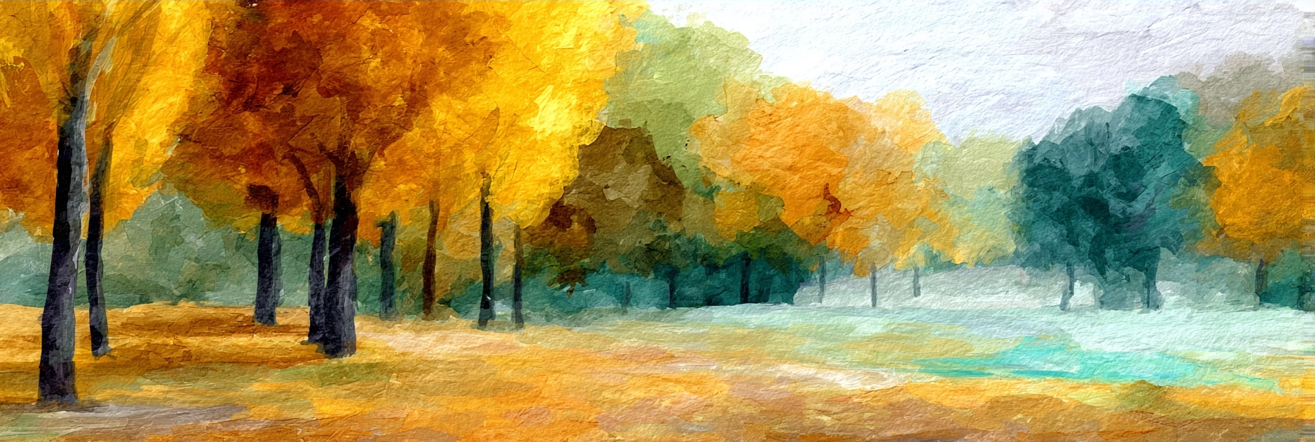 Herbstlandschaft Im Waldpark In Aquarell | Expressionismus | Stilrichtungen