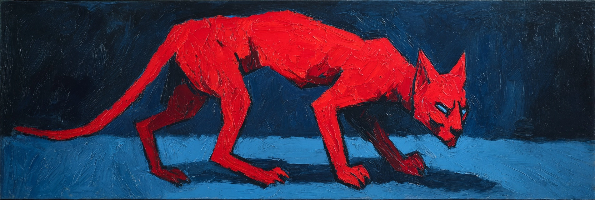 Rote Katze Im Dramatischen Farbkontrast | Expressionismus | Stilrichtungen
